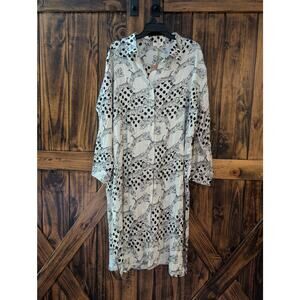 NEW UMGEE sz Large Black and White tiger polka dot Midi Dress